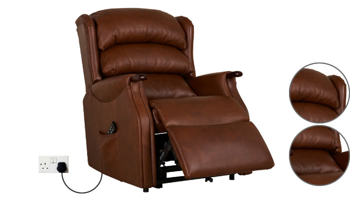 Celebrity Furniture Westbury Leather Single Motor Recliner with Headrest and Lumbar Support